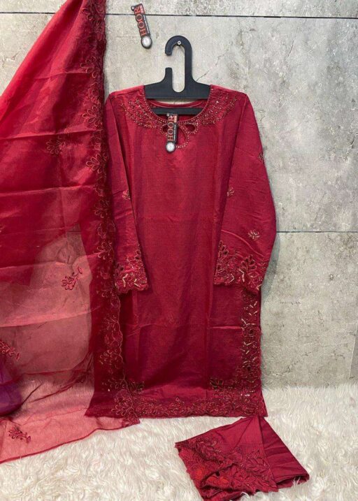 Hoor Tex Design No - HF 163 A-C Cristal Viscous Wholesale Pakistani Readymade Suit Collection