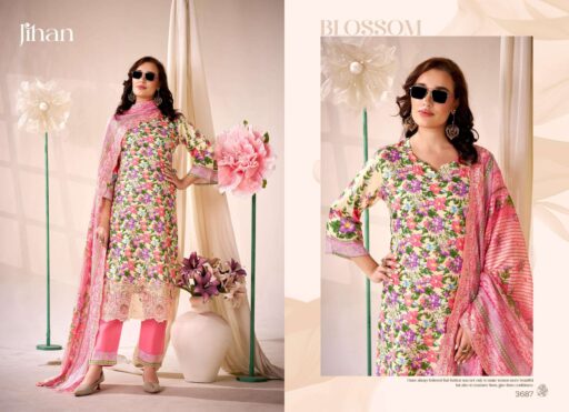 Jihan Fiza Cotton Embroidery Designer Work Wholesale Fancy Pakistani Suit Collection - Image 3