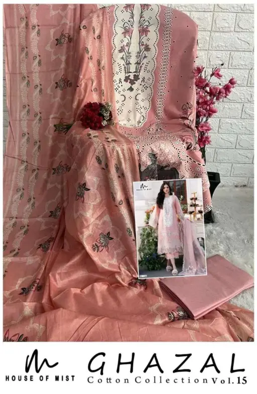 House of Mist Ghazal Cotton Collection Vol 15 Cotton Digital Print Wholesale Pakistani Karachi Suit Collection - Image 13