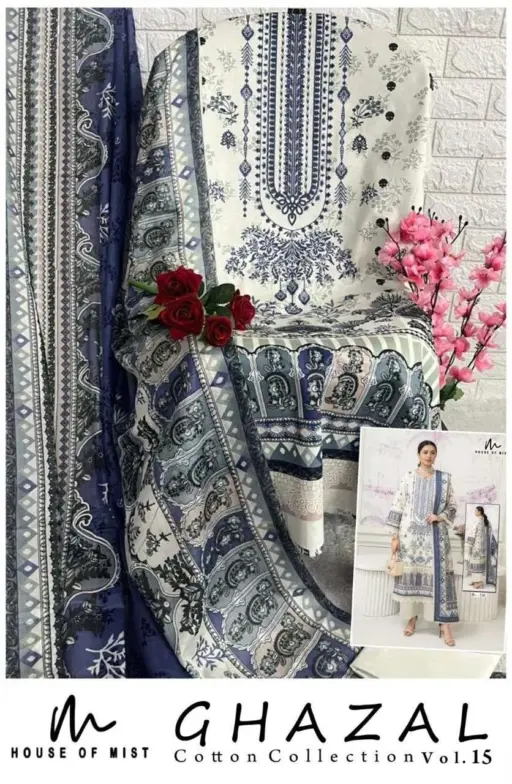 House of Mist Ghazal Cotton Collection Vol 15 Cotton Digital Print Wholesale Pakistani Karachi Suit Collection - Image 3