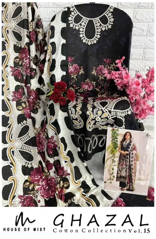 House of Mist Ghazal Cotton Collection Vol 15 Cotton Digital Print Wholesale Pakistani Karachi Suit Collection - Image 7