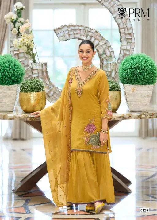 Prm Hamsafar Organza Crush Handwork Wholesale Designer Kurti Pant Dupatta Collection - Image 2