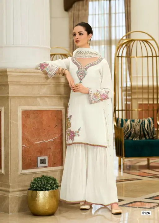 Prm Hamsafar Organza Crush Handwork Wholesale Designer Kurti Pant Dupatta Collection - Image 3