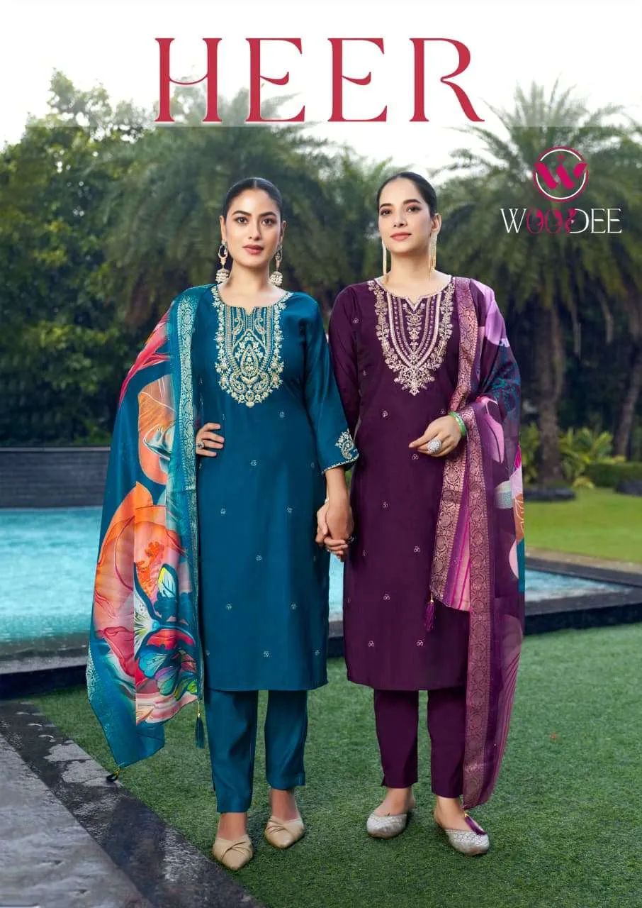 Woodee Heer Premium Quality Viscose Vatican Wholesale Readymade Suit Collection
