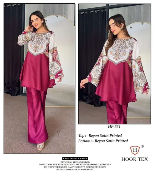 Hoor Tex Hf 327-336 Reyon Satin Printed Wholesale Co-Ord Sets Collection - Image 17