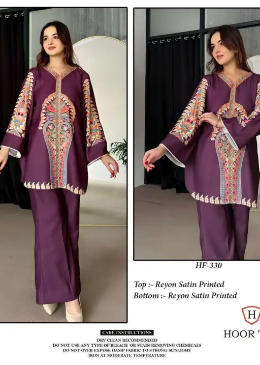 Hoor Tex Hf 327-336 Reyon Satin Printed Wholesale Co-Ord Sets Collection