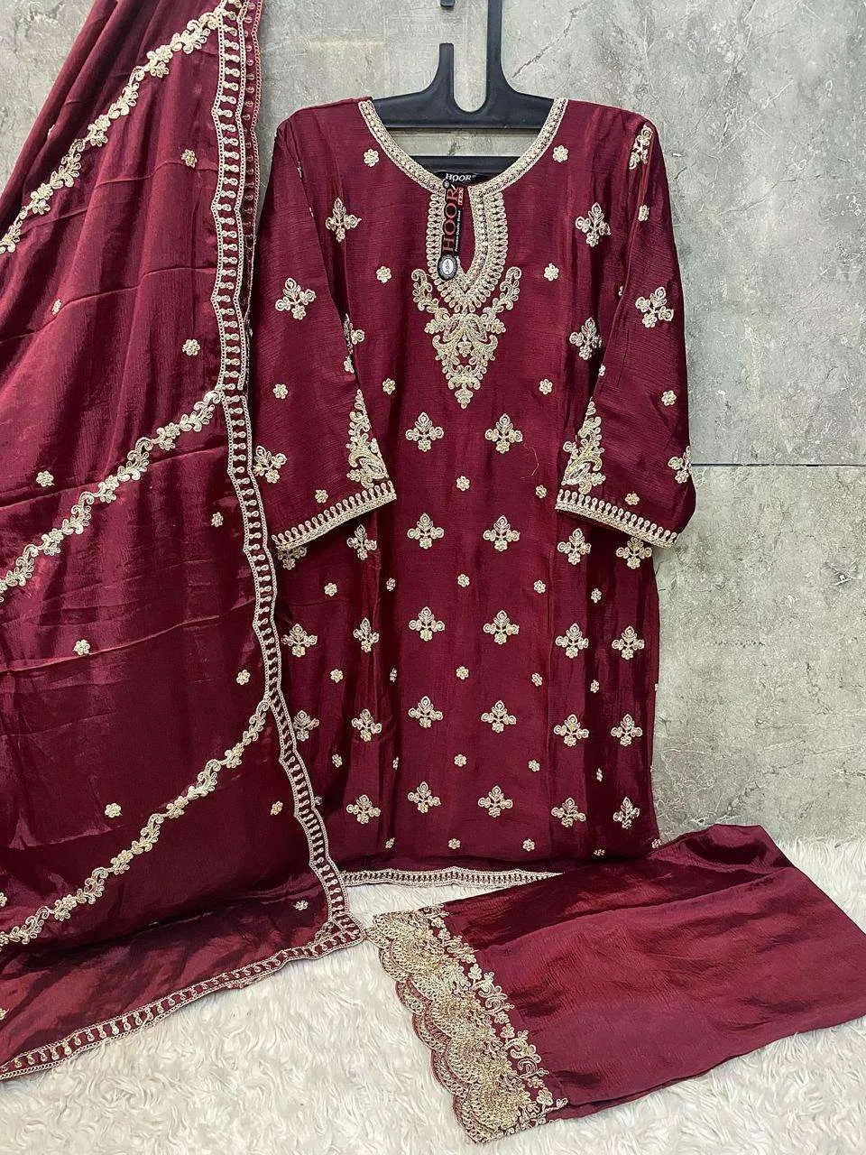 Hoor Tex Design No-Hf 130 A-C Heavy Chinon Wholesale Pakistani Readymade Suit Collection - Image 2