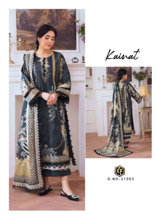 Keval Kainat Vol 21 Lawn Cotton Printed Wholesale Karachi Dress Materia Collection - Image 4