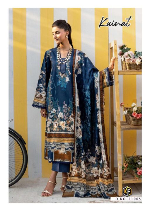 Keval Kainat Vol 21 Lawn Cotton Printed Wholesale Karachi Dress Materia Collection - Image 5
