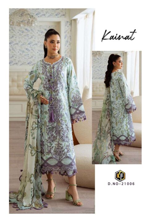 Keval Kainat Vol 21 Lawn Cotton Printed Wholesale Karachi Dress Materia Collection - Image 6