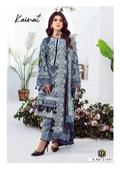 Keval Kainat Vol 21 Lawn Cotton Printed Wholesale Karachi Dress Materia Collection - Image 7