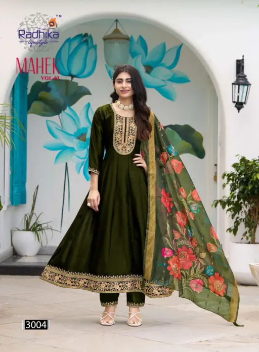 Radhika Mahek Vol 3 Vichitra Silk Wholesale Readymade Anarkali Suit Collection - Image 5