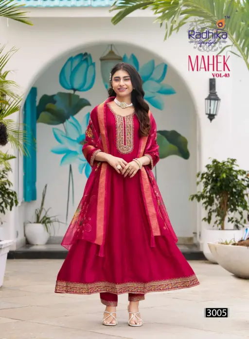 Radhika Mahek Vol 3 Vichitra Silk Wholesale Readymade Anarkali Suit Collection - Image 6