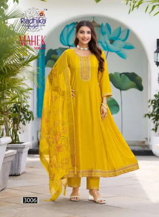 Radhika Mahek Vol 3 Vichitra Silk Wholesale Readymade Anarkali Suit Collection - Image 7