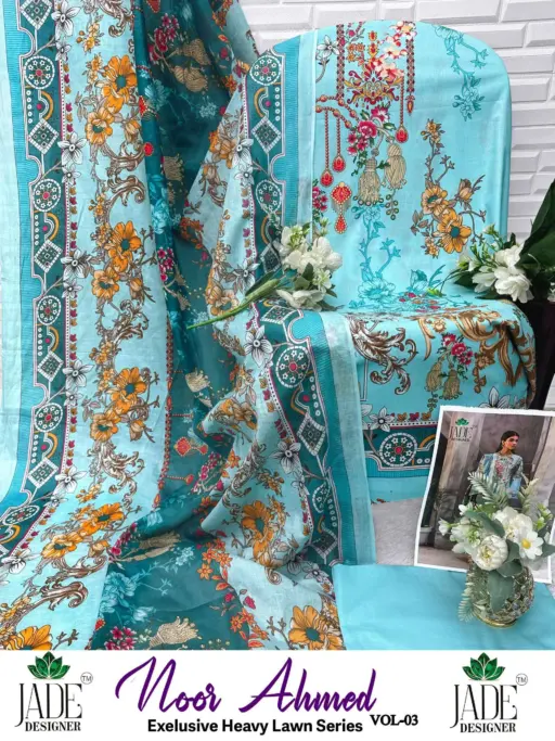 Jade Designer Noor Ahmed Vol 3 Lawn Cotton Wholesale Pakistani Karachi Suit Collection - Image 11