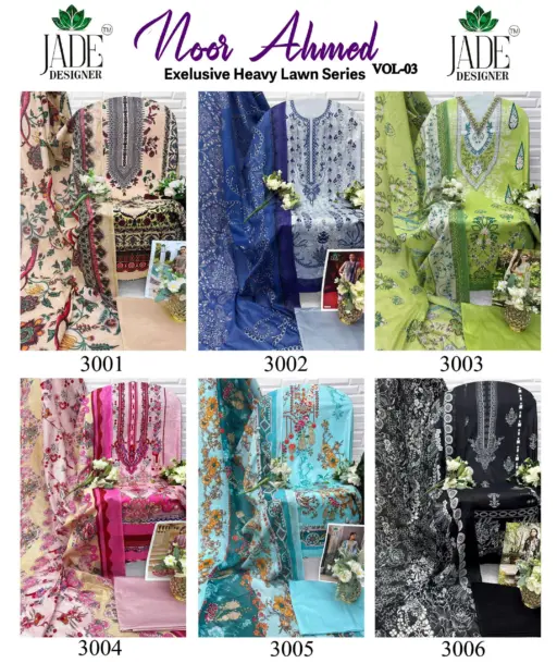 Jade Designer Noor Ahmed Vol 3 Lawn Cotton Wholesale Pakistani Karachi Suit Collection - Image 15