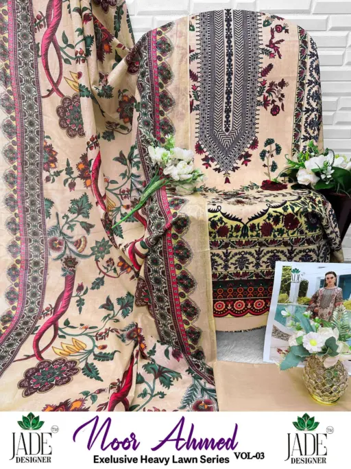 Jade Designer Noor Ahmed Vol 3 Lawn Cotton Wholesale Pakistani Karachi Suit Collection - Image 3