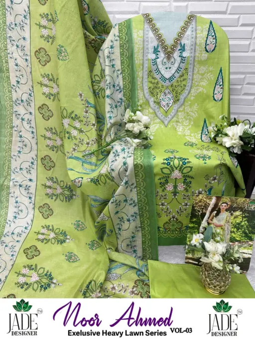 Jade Designer Noor Ahmed Vol 3 Lawn Cotton Wholesale Pakistani Karachi Suit Collection - Image 5