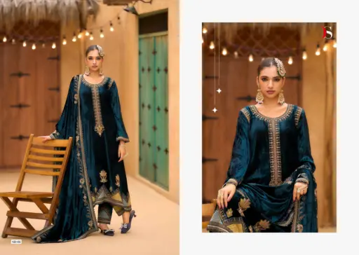 Deepsy Rang E Bahar Viscose Velvet Embroidery Wholesale Winter Collection - Image 2