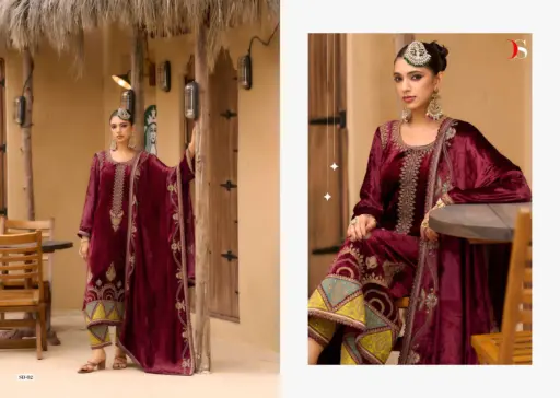 Deepsy Rang E Bahar Viscose Velvet Embroidery Wholesale Winter Collection - Image 3