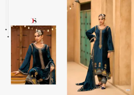 Deepsy Rang E Bahar Viscose Velvet Embroidery Wholesale Winter Collection - Image 4