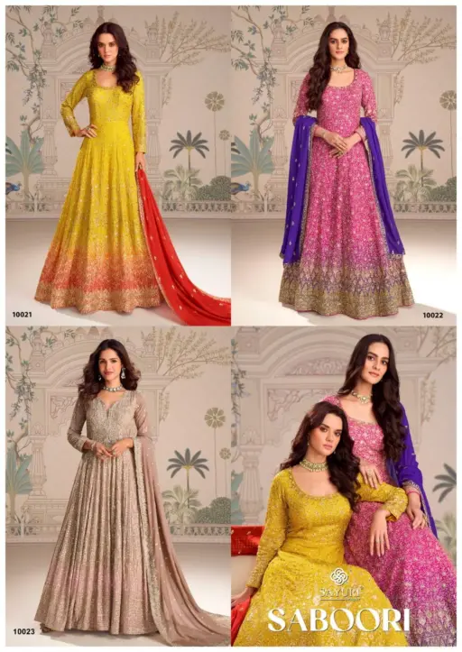 Sayuri Saboori Real Premium Georgette Wholesale Designer Party Wear Gown Collection - Image 5