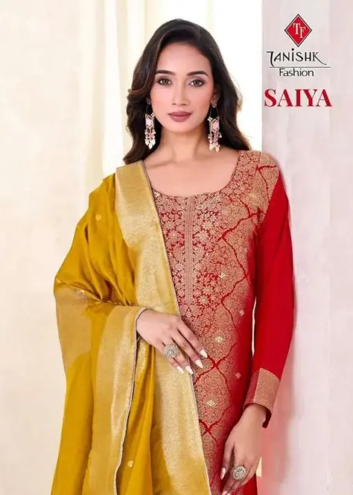 Tanishk Fashion Saiya Pure Viscous Muslin Jacquard Wholesale Designer Work Suit Collection