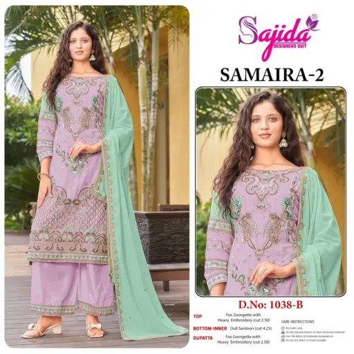 Sajida Samaira Vol 2 Georgette Wholesale Designer Pakistani Suit Collection - Image 2