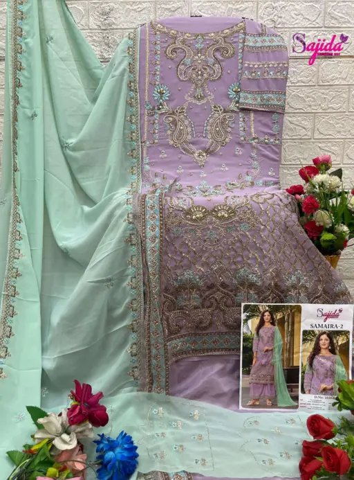 Sajida Samaira Vol 2 Georgette Wholesale Designer Pakistani Suit Collection - Image 3