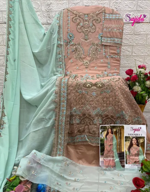 Sajida Samaira Vol 2 Georgette Wholesale Designer Pakistani Suit Collection - Image 5