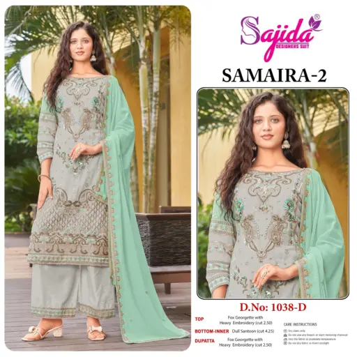 Sajida Samaira Vol 2 Georgette Wholesale Designer Pakistani Suit Collection - Image 8