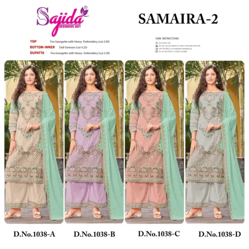 Sajida Samaira Vol 2 Georgette Wholesale Designer Pakistani Suit Collection - Image 9