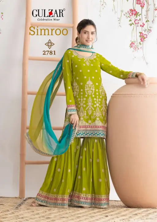 Gulzar Simroo Heavy Embroidered Wholesale Designer Wedding Wear Sharara Suit Collection - Image 3