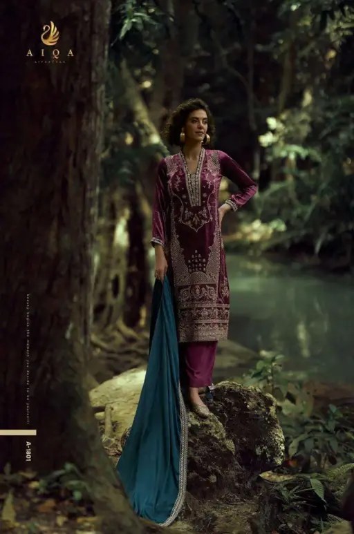 Aiqa The Lady of the Lake Viscose Velvet Wholesale Heavy Embroidery Winter Collection - Image 2