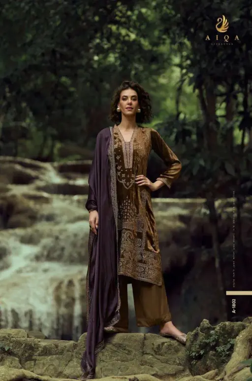 Aiqa The Lady of the Lake Viscose Velvet Wholesale Heavy Embroidery Winter Collection - Image 3