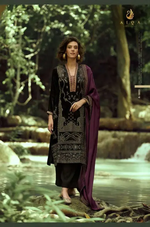 Aiqa The Lady of the Lake Viscose Velvet Wholesale Heavy Embroidery Winter Collection - Image 4