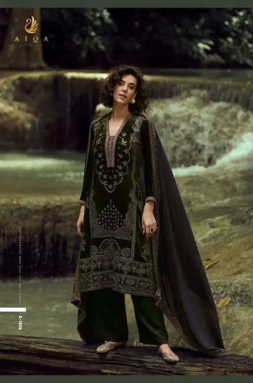 Aiqa The Lady of the Lake Viscose Velvet Wholesale Heavy Embroidery Winter Collection - Image 6