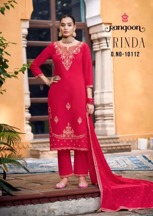 Rangoon Vrinda Fancy Silk Embroidery Wholesale Readymade Suit Collection - Image 2
