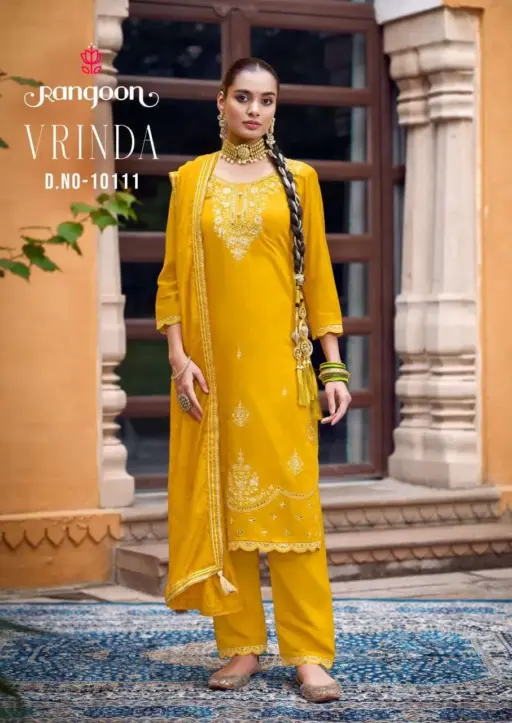 Rangoon Vrinda Fancy Silk Embroidery Wholesale Readymade Suit Collection - Image 3