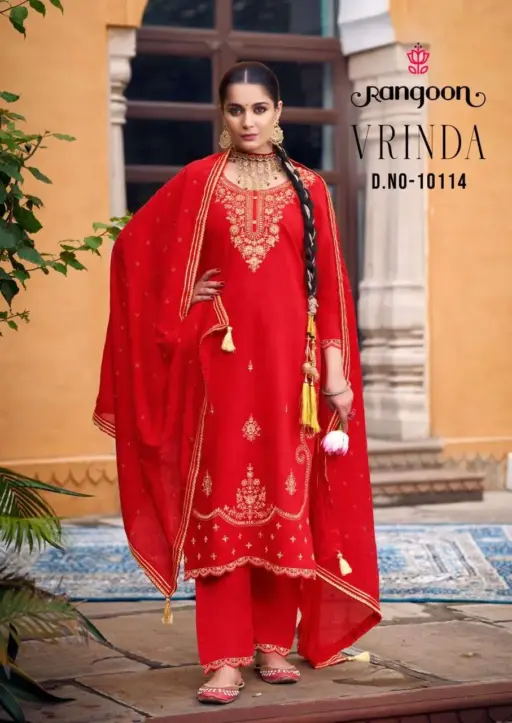 Rangoon Vrinda Fancy Silk Embroidery Wholesale Readymade Suit Collection - Image 5