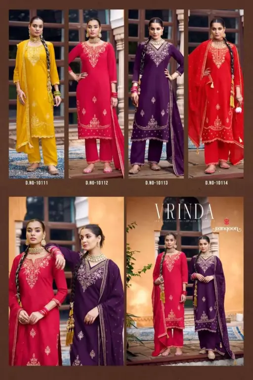 Rangoon Vrinda Fancy Silk Embroidery Wholesale Readymade Suit Collection - Image 6