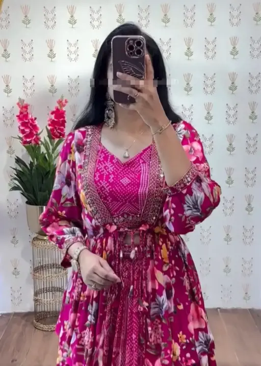 Rama Export Pc-534-B Chinon Embroidery Thread Work Wholesale Crop Top with Shrug Collection