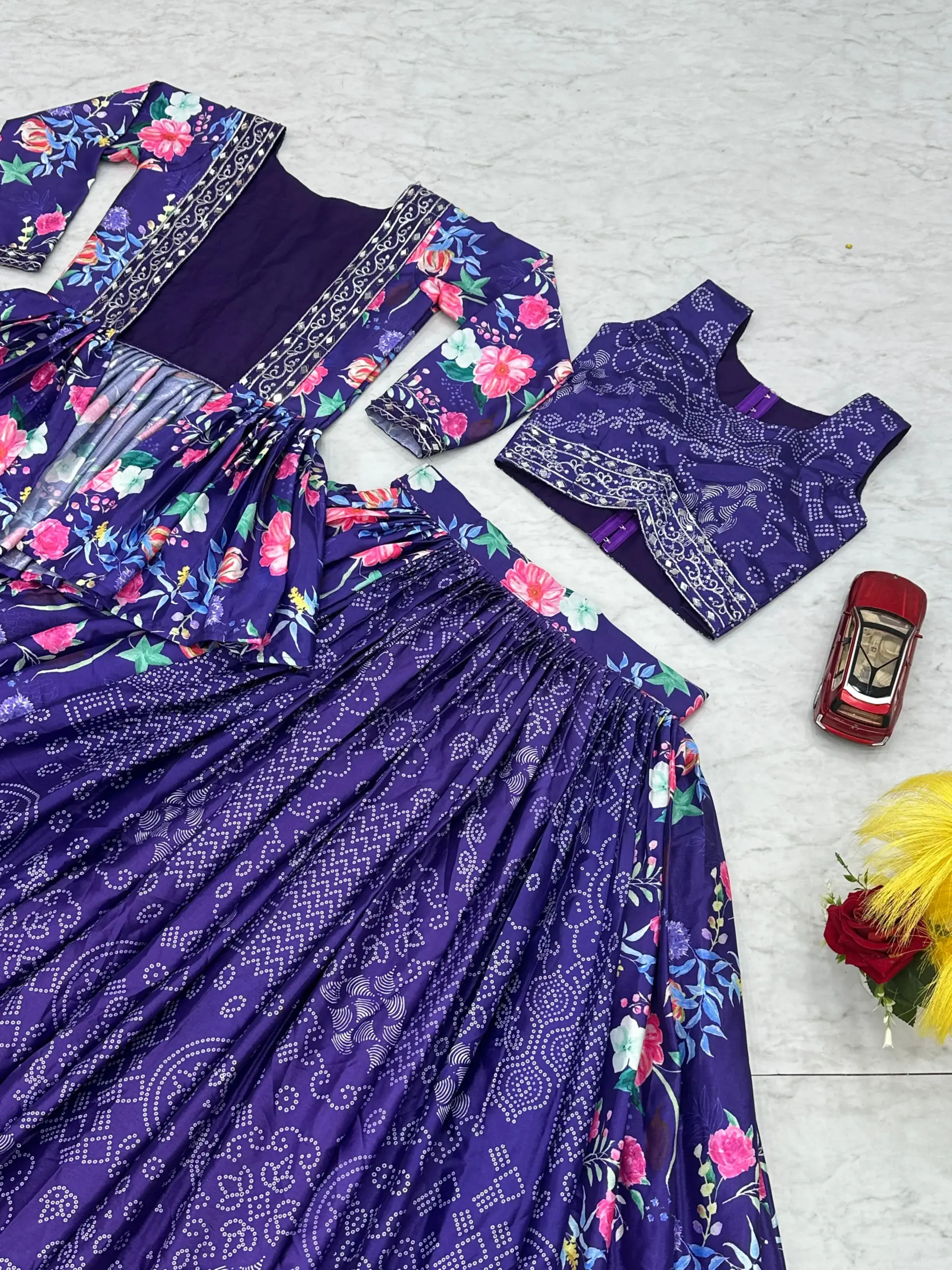 Rama Export Pc-534 Chinon Embroidery Thread Work Wholesale Crop Top with Shrug Collection - Image 4