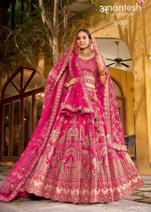 Anantesh Wedding Bride Vol 3 D NO: - 13007 Premium Silk Wholesale Designer Bridal Lehenga Choli Collection