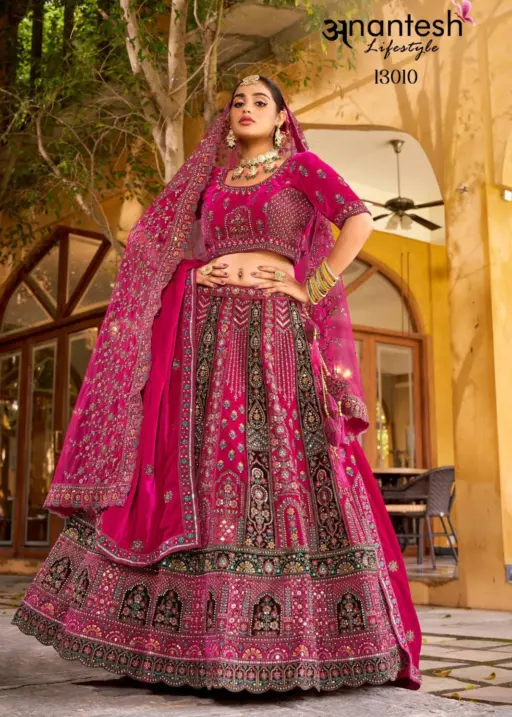 Anantesh Wedding Bride Vol 3 D NO: - 13010 Premium Velvet Wholesale Designer Bridal Lehenga Choli Collection