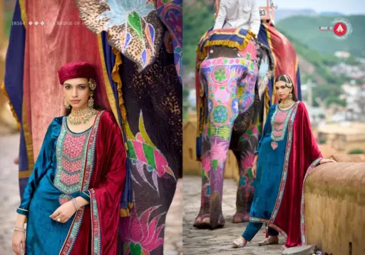 Fourdots Iconblast Viscos Makhmali Velvet Wholesale Winter Suit Collection