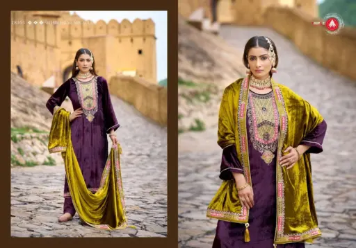 Fourdots Iconblast Viscos Makhmali Velvet Wholesale Winter Suit Collection