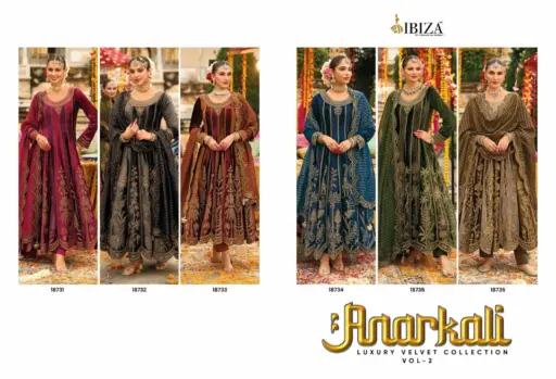 Ibiza Anarkali Vol 2 Viscose Velvet Embroidery Work Wholesale Winter Wear Suit Collection