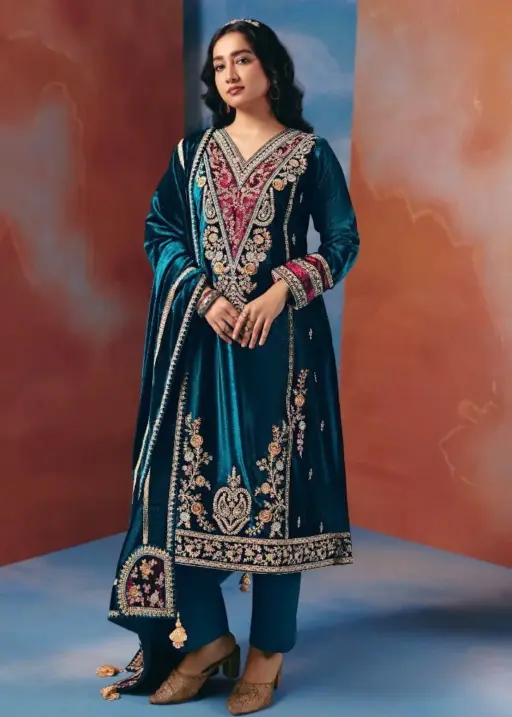 Ibiza Taamasi Viscose Velvet Embroidery Wholesale Designer Winter Salwar Kameez Collection