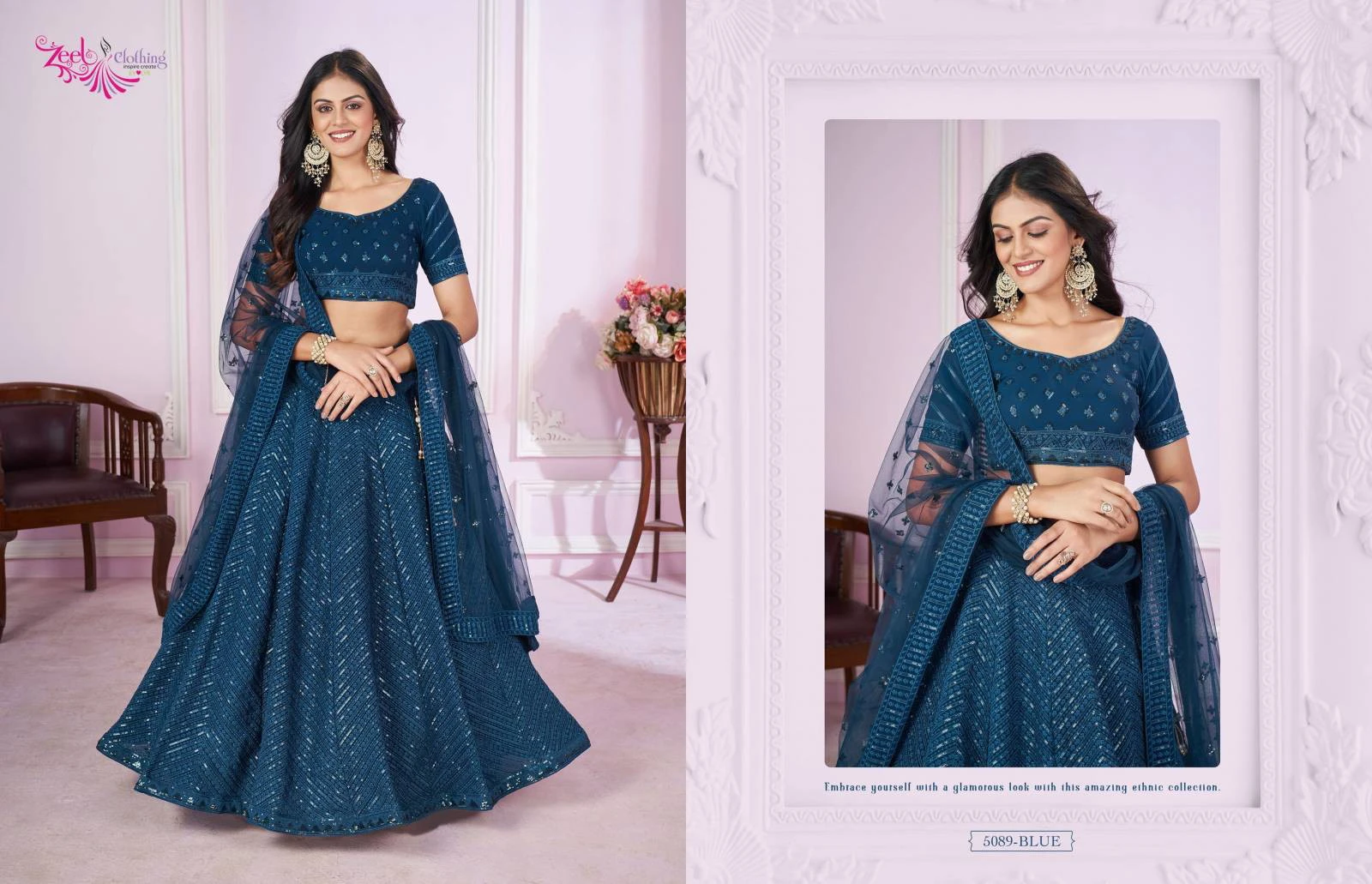 Zeel Vamika Georgette Thread Zari Embroidered Work Wholesale Lehenga Choli Collection